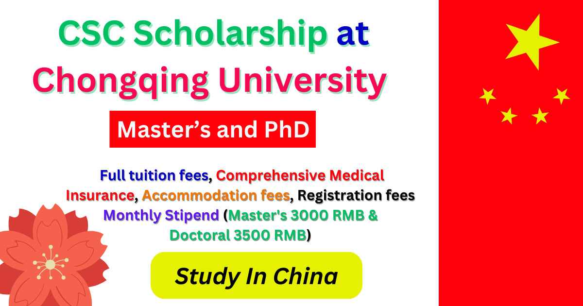 CSC Scholarship at Chongqing University in China 2024
