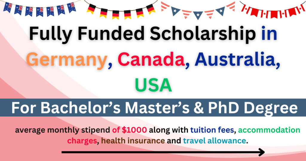 Fully Funded Scholarship 2024 in Germany, Canada, Australia, USA